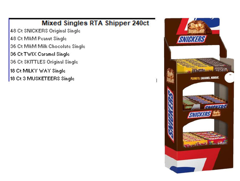 Mars Mixed Display Shipper Singles Floor 240ct
