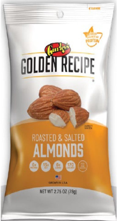 Gurley's Gold Roasted Salted Almonds 2.7 oz bag of crunchy whole almonds with sea salt