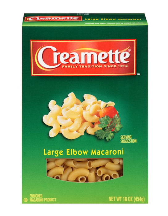 Creamette Large Elbow Macaroni 16 oz box front packaging