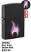 Zippo Black Matte Flame Design Lighter with bold flame graphic and sleek matte black finish