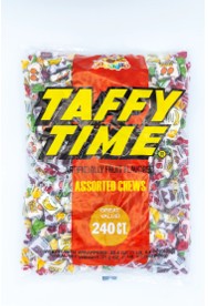 Taffy Time Assorted Fruit Chews 21.1 oz bag with 240 individually wrapped taffy pieces