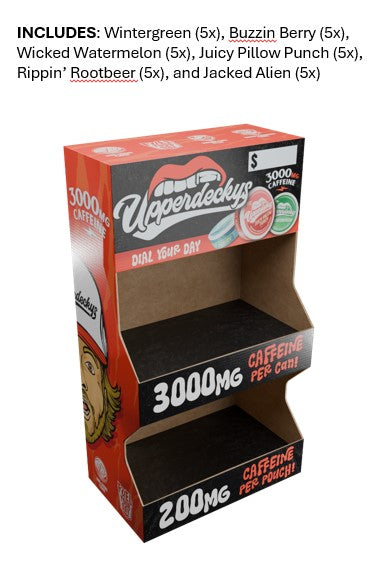 Upper Deck Variety Display with 40 assorted items, ready for counter or retail floor merchandising