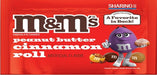 M&M's Peanut Butter Cinnamon Roll King Size 2.83 oz candy pack with colorful candy-coated shells