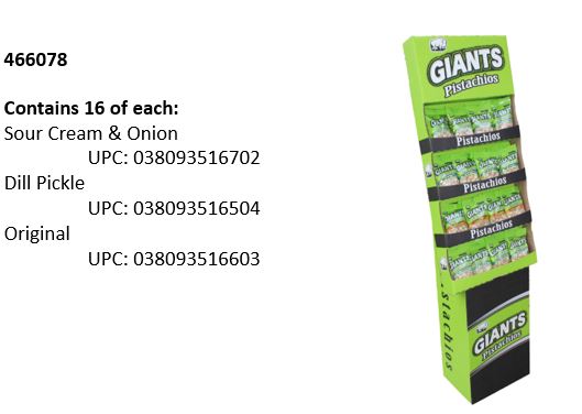 Giants Display Shipper Pistachio Floor 4.5 oz 48ct
