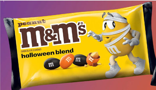 M&M's Peanut Halloween Blend Chocolate Candies in festive seasonal Halloween colors, 12ct