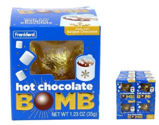 Frankford Hot Chocolate Bomb Original — round chocolate shell bomb that melts into rich hot cocoa when dropped in hot milk, 24ct