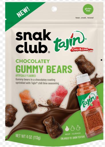 Snak Club Chocolate Gummy Bears Tajin Peg Bags 4 oz 06ct