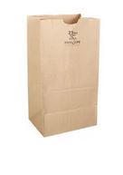 Heavy-duty 25 lb short brown kraft paper bags, bundle of 400, for food service and retail use