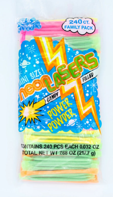 Albert's Neon Laser Straws fruit-flavored candy straws in assorted neon colors, 210ct bag