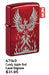 Zippo Phoenix Candy Apple Red Lighter with bold red finish and Phoenix design, windproof refillable flame