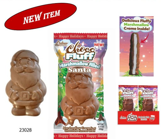 ChocoFluff Santa Chocolate Candy 3.5 oz — 18 individually wrapped milk chocolate Santa-shaped candies with fluffy cream filling
