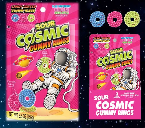Cosmic Candy Sour Gummy Rings Peg Bag 5.5 oz