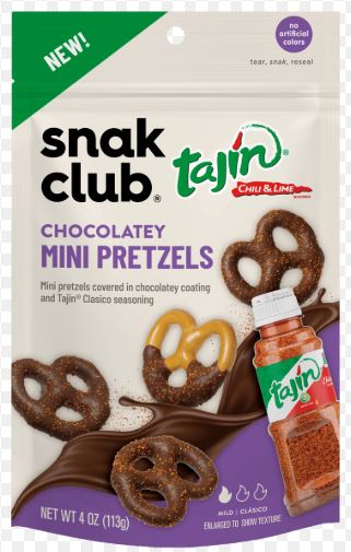 Snak Club Chocolate Mini Tajin Pretzels Peg Bags 4 oz 06ct