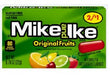 Mike and Ike Original Fruits Candy box with cherry, lime, lemon, orange, and strawberry chewy candies