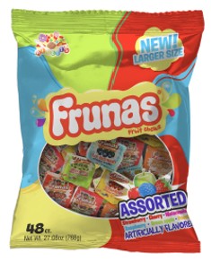 Albert Frunas Assorted Candy 27.08 oz bag with 48 individually wrapped nostalgic fruity candy pieces