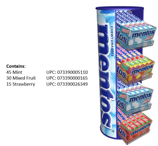 Mentos Rolls Display Dsply Counter Floor Shippers 90ct