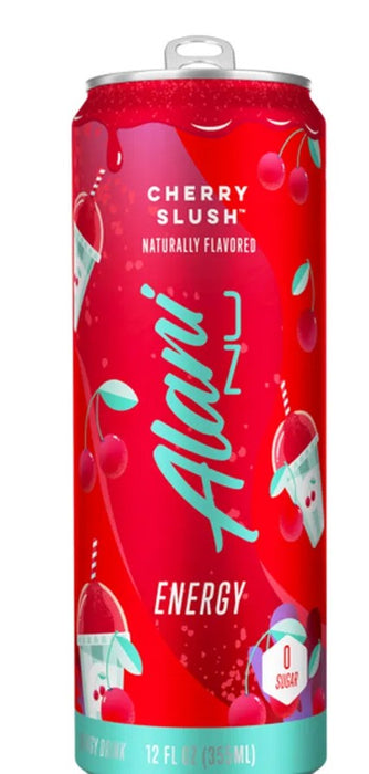 Alani Nu Cherry Slush Energy Drink 12 oz can front packaging