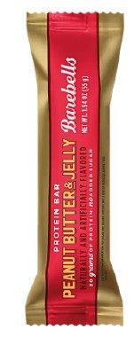Barebells Peanut Butter & Jelly Protein Bar with bold PB&J flavor and high-protein nutrition facts on packaging