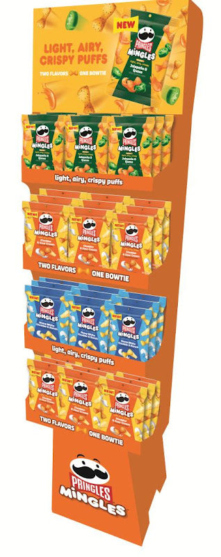 Pringles Mingles flavored snack crisps in signature hollow tube shape, bold dual-flavor snack