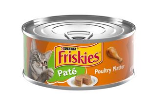 Purina Friskies Poultry Platter Pate Cat Food 5.5 oz can with poultry flavor wet cat food