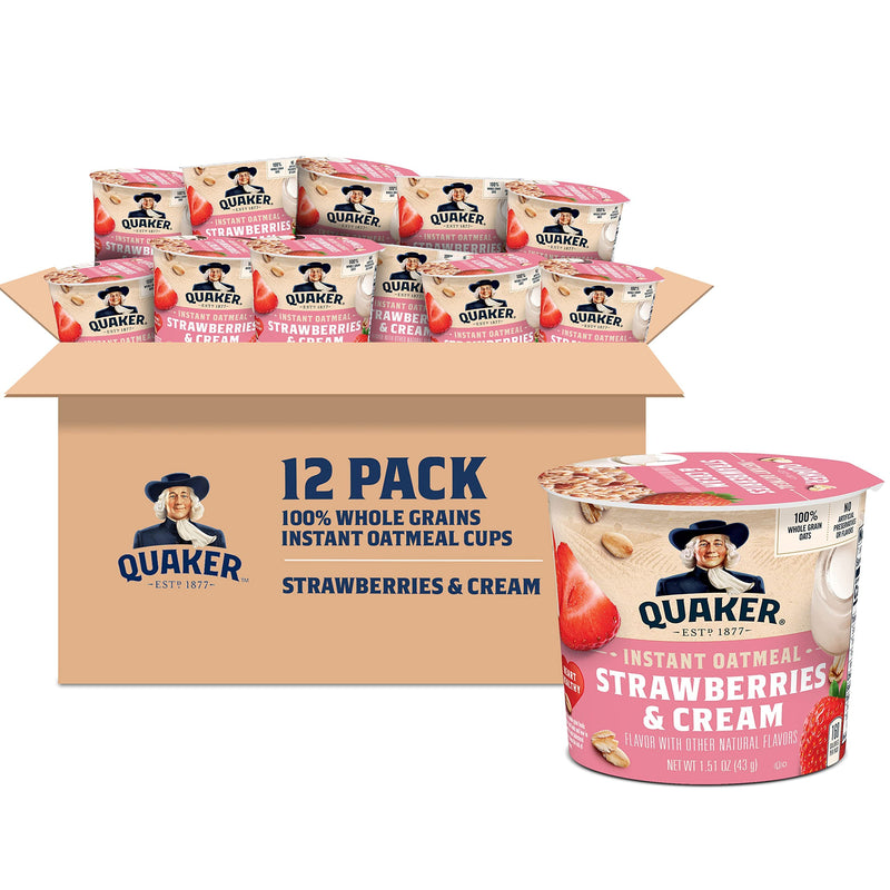 Quaker Express Cups, Strawberry & Cream, 12 Count