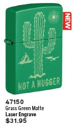 Zippo Not a Hugger Grass Green Matte Lighter single unit front packaging