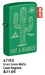 Zippo Not a Hugger Grass Green Matte Lighter single unit front packaging