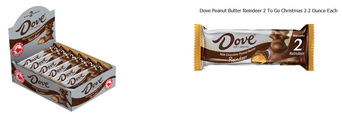 Dove 2.2-Oz Milk Chocolate Peanut Butter Reindeer Wholesale 24-Pack Display