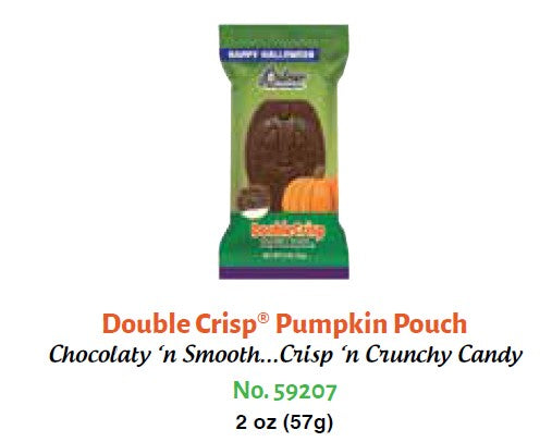 Palmer Double Crisp Pumpkins milk chocolate candy, pumpkin-shaped with crispy rice center, 2 oz package, 18 individually wrapped pieces