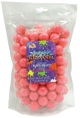 Color Splash Pink Bubblegum Gumballs 2 lb bag filled with bright pink gumballs