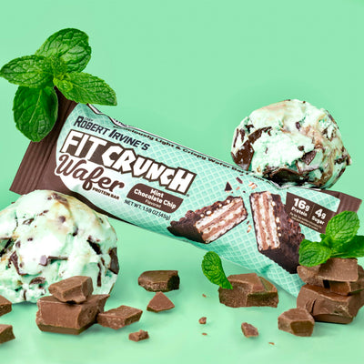 FITCRUNCH Wafer Protein Bars, Designed by Robert Irvine, 16g of Protein & 4g of Sugar (9 Bars, Mint Chocolate Chip)