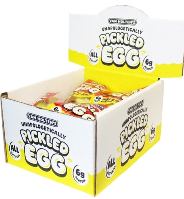 Van Holten's Hot & Spicy Pickled Eggs, individually wrapped hard-boiled eggs in spicy brine, 20ct
