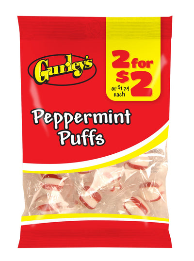 Gurley's Soft Peppermint Puffs, Melt-in-Your-Mouth Mint Candy (Pack of 12)
