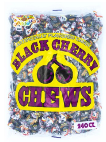 Albert's Fruit Chews Black Cherry 21.1 oz bag with 240 individually wrapped chewy candy pieces