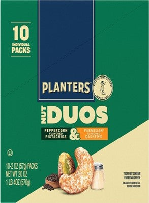 Planters Duo Peppercorn Pistachio Parmesian Cashew 2oz 10ct