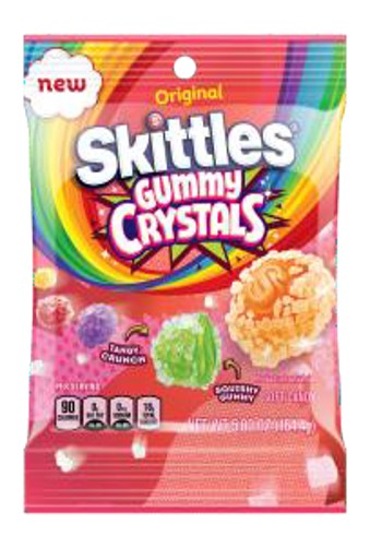 Skittles Gummy Crystals 5.8 oz bag with colorful fruit-flavored gummies and sparkling sugar crystal coating