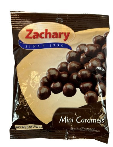 Zachary Mini Caramels peg bag, individually wrapped soft butter caramel candy pieces