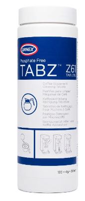 Urnex Tabz coffee brewer cleaning tablets 120 count jar for commercial coffee equipment maintenance