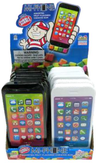 Kidsmania Mi Phone novelty candy in smartphone shape, 12-count box for retail and wholesale