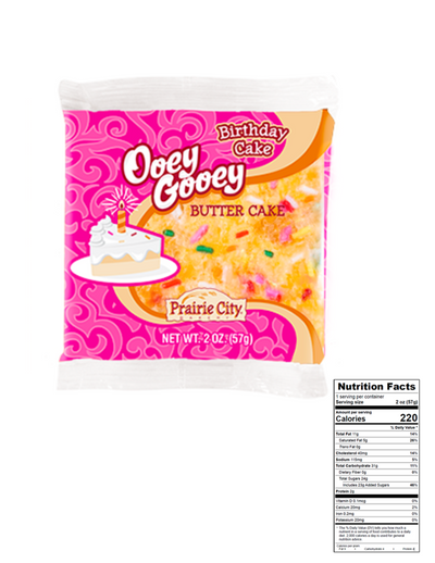 Prairie City Bakery Ooey Gooey Butter Cake, 2 oz Snack Cakes, Individually Wrapped, Pack of 10 (Birthday Cake)