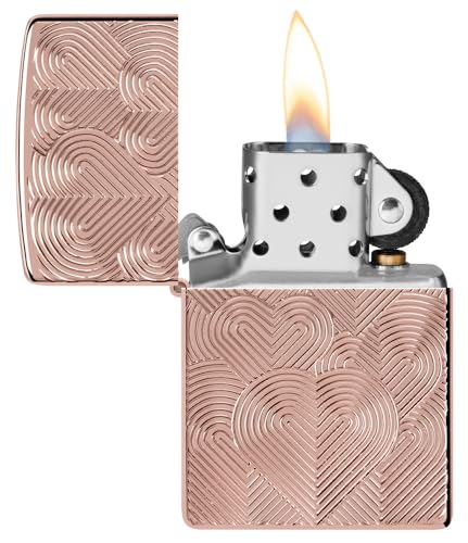 Zippo Lighter Hearts Design High Polish Rose