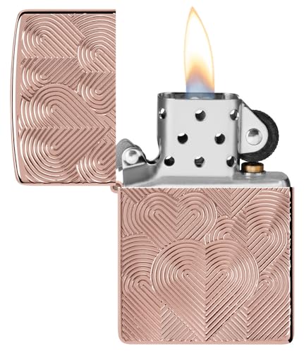 Zippo Romantic Hearts Armor High Polish Rose Gold Pocket Lighter