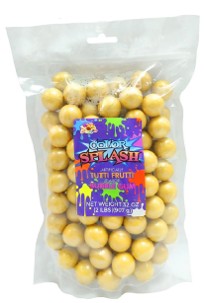 Color Splash Gold Tutti Frutti Gumballs 2 lb bag with bright golden gumballs