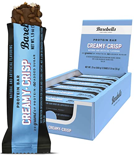 Barebells Protein Bars Creamy Crisp - 12 Count, 1.9oz Bars - Protein Snacks with 20g of High Protein - Chocolate Protein Bar with 1g of Total Sugars - Perfect on The Go Protein Snack & Breakfast Bars