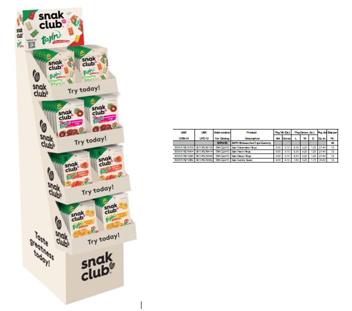 Snak Club Display Shipper Tajin Gummi Floor 48ct