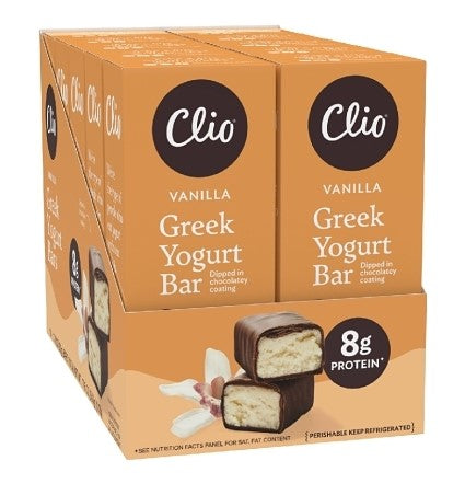 Clio Greek Yogurt Bar Vanilla Chocolate Covered 10ct