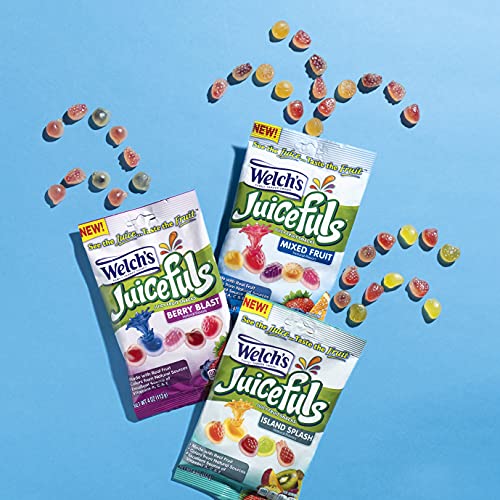 Welch's Juicefuls Juicy Fruit Snacks, Mixed Fruit, Berry Blast & Island Splash Bags (Pack of 12)