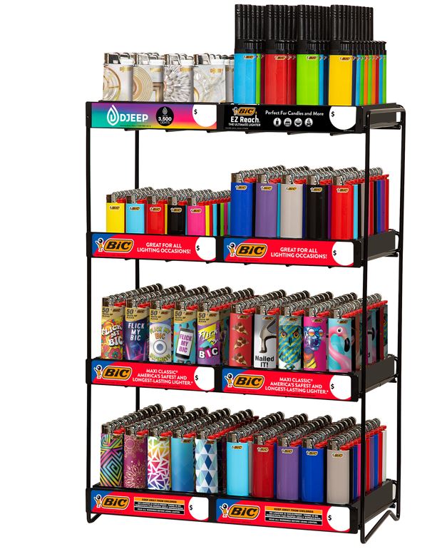 BIC Lighter 8 Tier W/ wire Rack Counter Displays 364ct