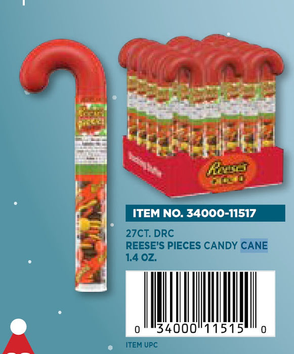 Reese's Pieces Peanut Butter Candy 1.4 oz cane with colorful candy shell pieces