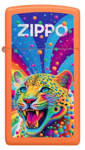 Zippo Leopard Design Slim Orange Matte Pocket Lighter